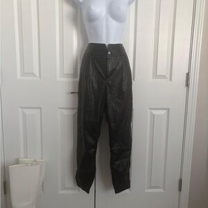 PAIGE Black Leather Track Pants